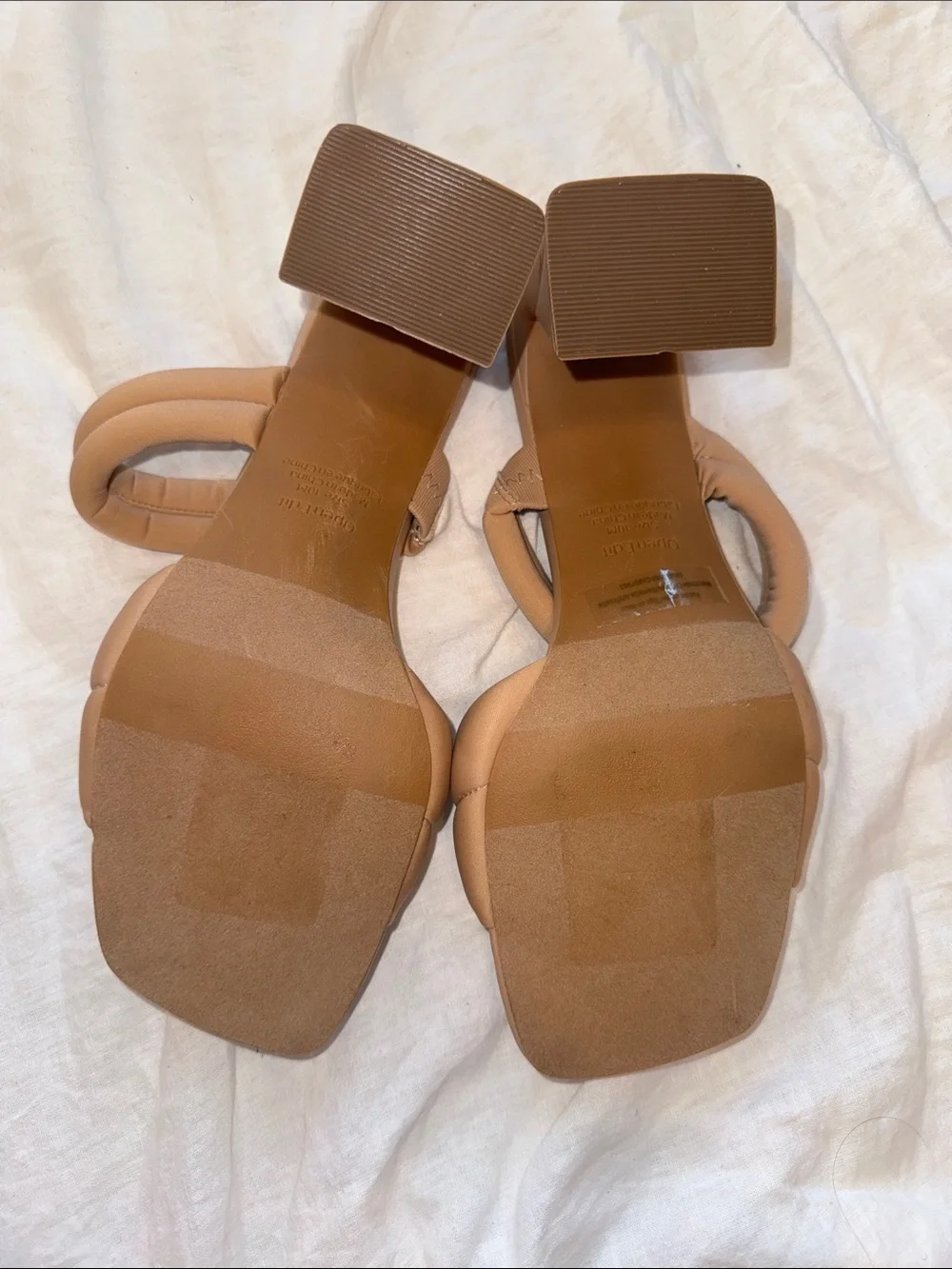NWOT Open Edit Open Square Toe Nude Strappy Block Heels Size 10
